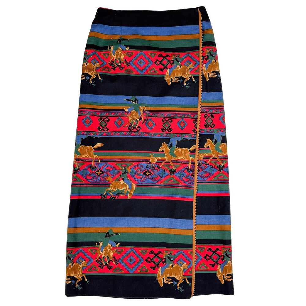 Breeches VTG Western Wrap Maxi Skirt Womens XS Rodeo Horse Southwestern Made USA